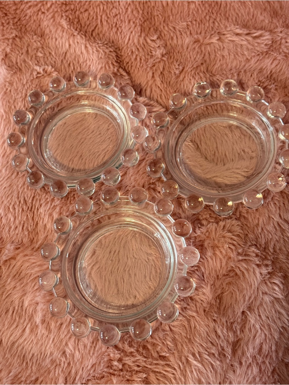 Size 4.25" - Vintage 1950s Imperial Glass Candlewick Clear Coasters Set of 3